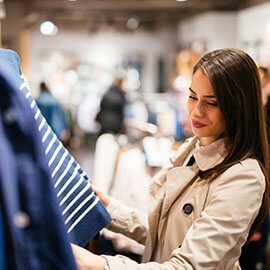 A woman shopping for apparel