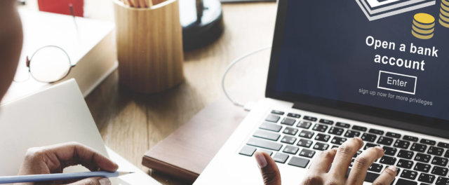 Banking being done at a laptop