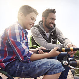 A man and his son fishing