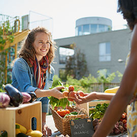 Women at a farmer's market