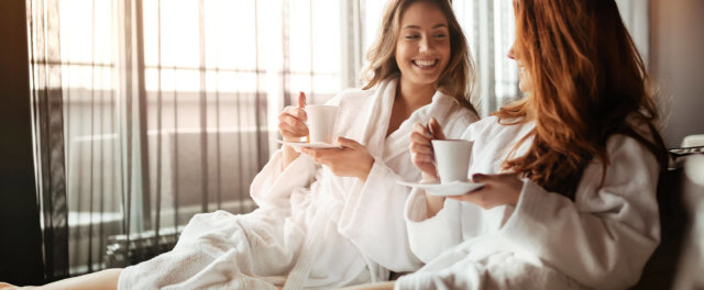 Two women relaxing at a spa