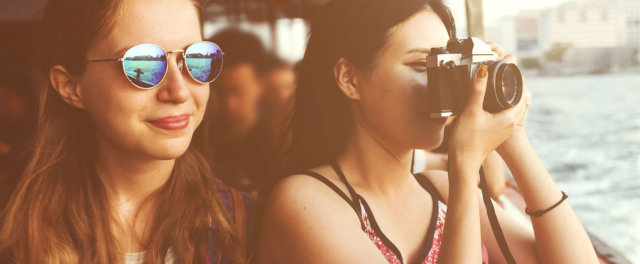 Two girls on a boat tour