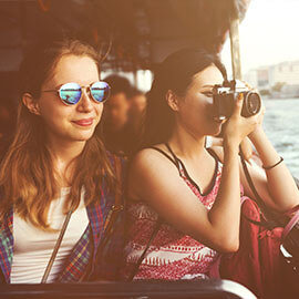 Two girls on a boat tour