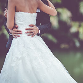 A bride and groom at a wedding