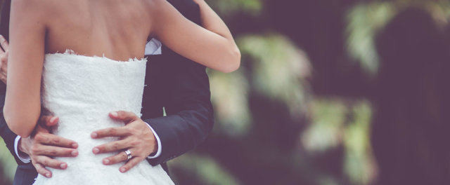 A bride and groom at a wedding