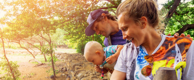 A family at a petting zoo