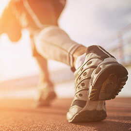 A track runner at the starting line