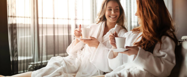 Two women relaxing at a spa