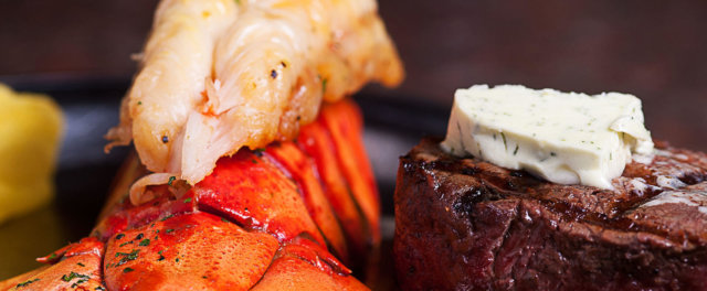 A steak and lobster dinner