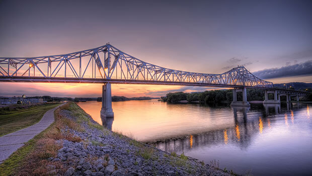 A bridge crossing a river in Wisconsin
